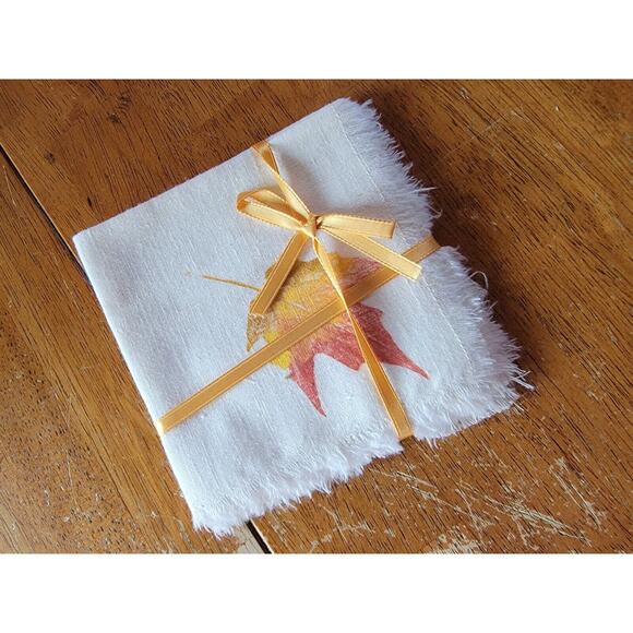 Fall Autumn Leaf Stamped Napkins Set Of 4 - Picture 2 of 12